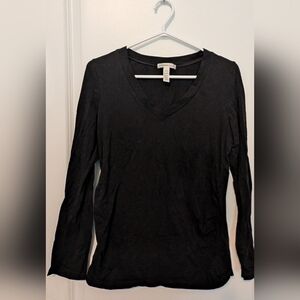 Black V-Neck Long Sleeve Maternity Top